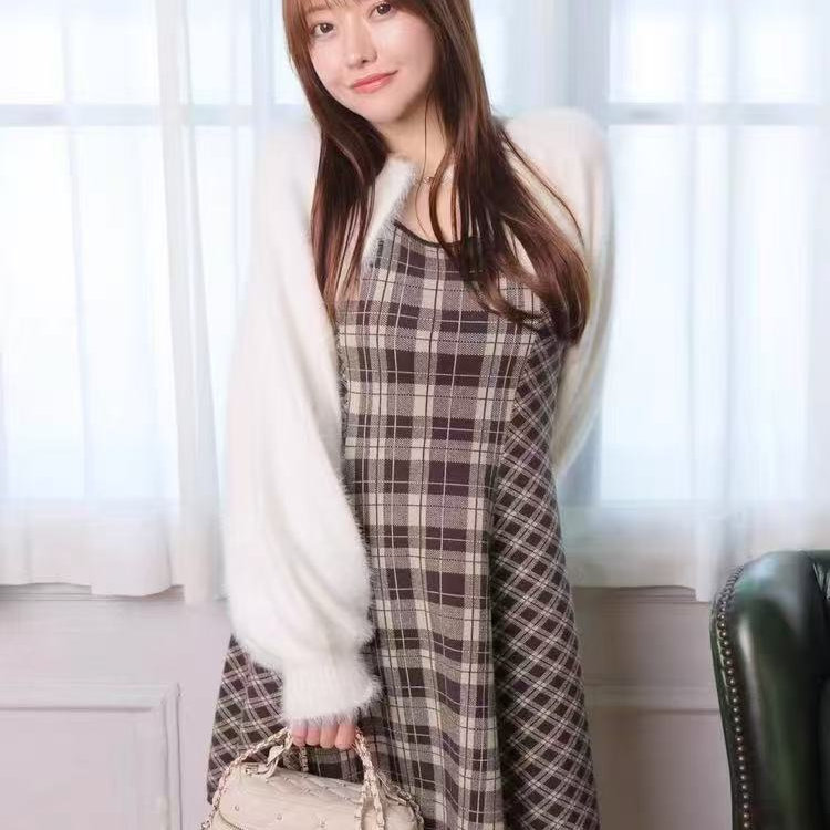 哚琦琦   日系清楚系格纹连衣裙/包臀裙