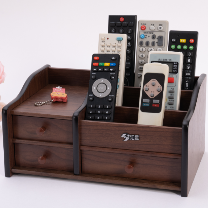 创意风客厅木纹色遥控器收纳盒