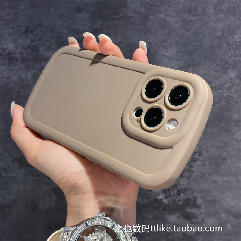 奶茶色16适用苹果13pro手机壳iPhone15promax加厚14高级感plus软12Mini带气囊XS全包XR防摔8P纯色+新款上市套