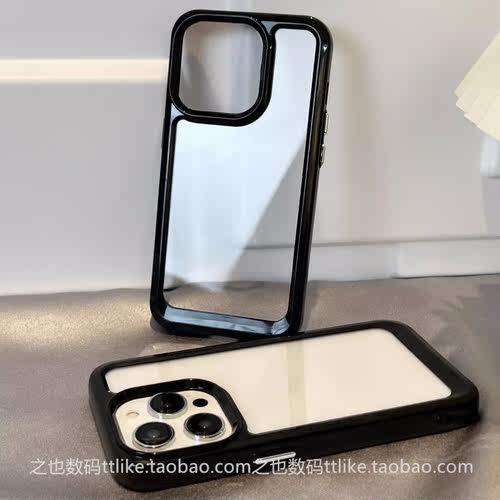 撞色黑边亚克适用ASUS华硕Zenfone 11 Ultra手机壳10/9电镀按键不包镜头大孔加厚太空壳防摔软边硬背防摔透明