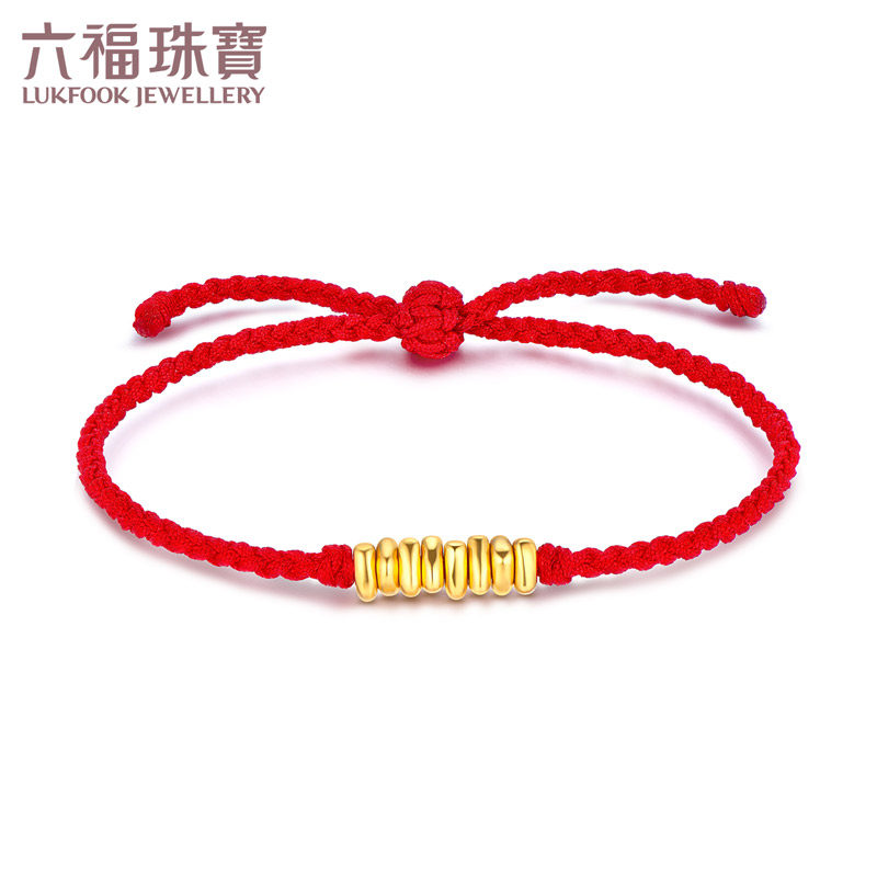 六福珠宝碎金子黄金手链足金散珠红绳手链可调节定价A03TBA1B0016使用感如何?