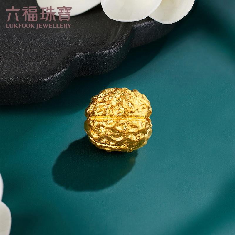 六福珠宝福满传家核桃黄金转运珠路路通足金串珠计价F73TBGP0002