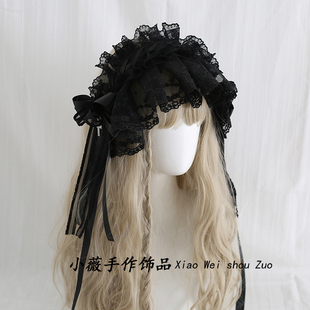 原创亚文化二次元Lolita哥特暗黑蕾丝天使头饰发饰十字架cos发带