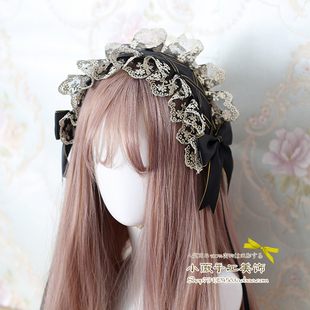 lolita鎏金絮语黑金洛丽塔哥特暗黑系搞死洛丽塔发带lo娘头饰甜心