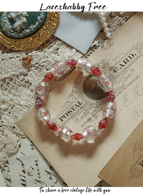 手链饰品椭圆红色朵花收环