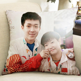 王楚钦孙颖莎手办周边周边抱枕同款莎头双面diy可拆洗汽车宿舍靠