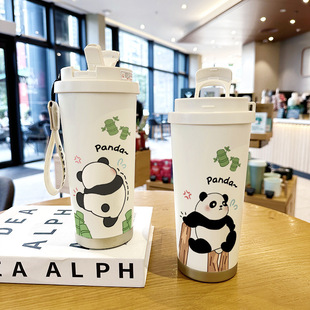 大保温杯新款女高颜值情侣水杯男生便捷随行杯带吸管咖啡杯子