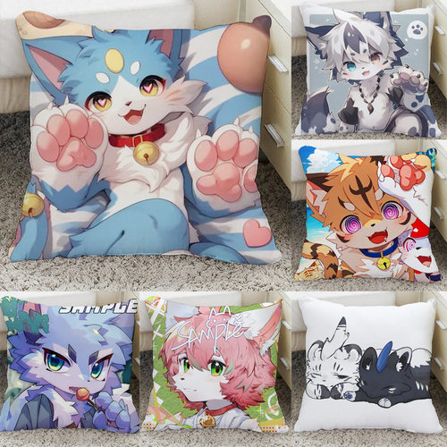 沙发抱枕女生睡觉专用图片双面图furry福瑞兽人卡通动照片制作