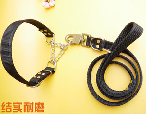 尼龙项圈牵引套装狗P链狗链子金毛马犬项圈狗绳狗圈遛狗绳包邮