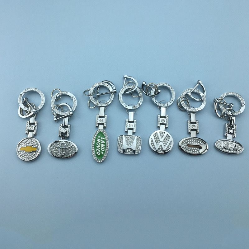 适用于汽车钥匙扣奔驰奥迪宝马丰田本田大众女士专用车标镶钻挂件