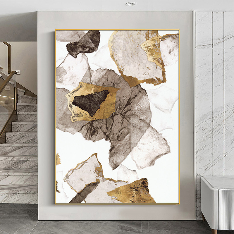 纯手绘侘寂风幸运石现代抽象油画走廊背景墙餐厅客厅玄关装饰画