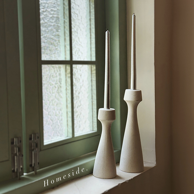 Homeside素烧陶瓷烛台ins北欧风简约侘寂奶油色细颈烛台艺术摆件