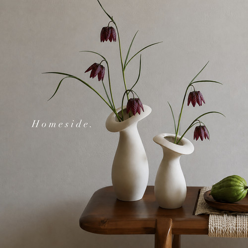 Homeside蘑菇花瓶ins侘寂风素烧异形陶瓷水培花器民宿艺术摆件