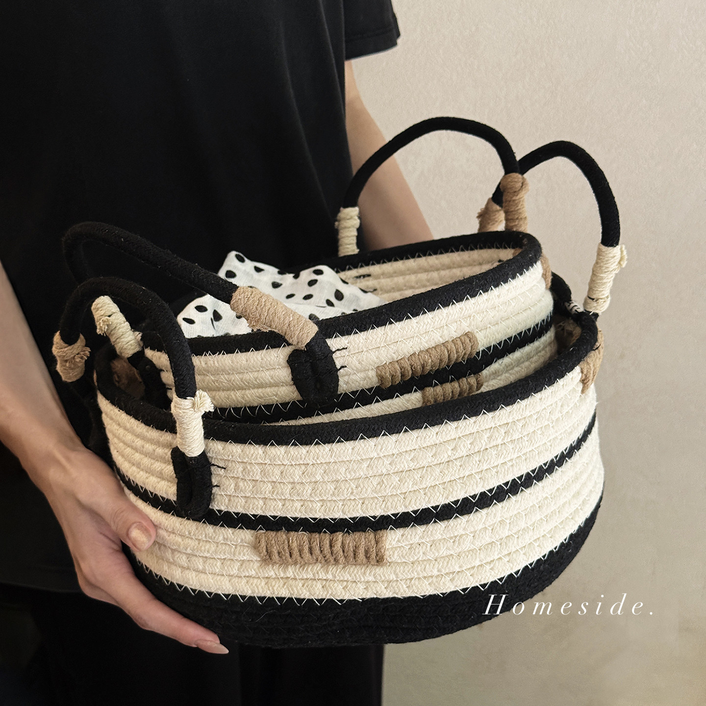 Homeside绳编收纳篮ins多功能桌面棉绳编织玩具筐杂物家居收纳盒,收纳整理,收纳筐,淘宝优惠券,粉丝福利购,淘宝优惠卷