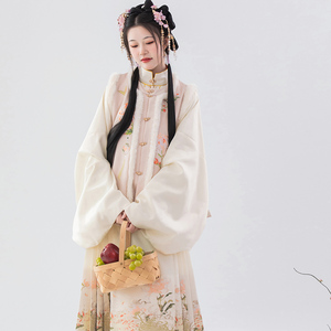 三翎【菊崽崽】原创明制绣花短袄比甲马面裙汉服女过年服秋冬汉服