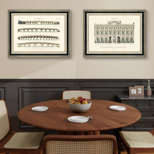 美式复古建筑客厅餐厅装饰画