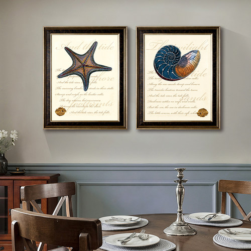 客厅欧式复古装饰画美式海星墙画