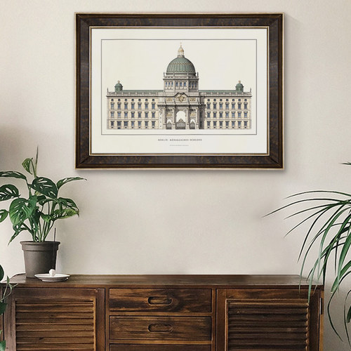 欧美式城堡建筑客厅背景墙装饰画