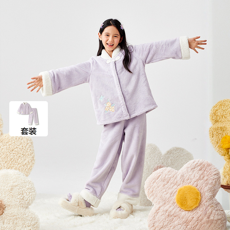 巴拉巴拉balaOne女童睡衣套装2025冬新款加厚法兰绒保暖国风盘扣,童装/婴儿装/亲子装,家居服套装,淘宝优惠券,粉丝福利购,淘宝优惠卷