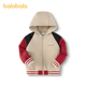 巴拉巴拉童装 字母印花连帽外套拼色户外风潮流 儿童棉服男童春秋装