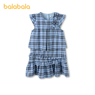女童裙子儿童连衣裙2026新款 商场同款 巴拉巴拉童装 小飞袖 夏装