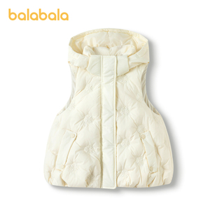 【premium】巴拉巴拉高端线冬季鹅绒服女童连帽保暖俏皮羽绒马甲