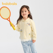 女童2026新款 衬衫 巴拉巴拉儿童长袖 春秋格纹上衣甜美 商场同款