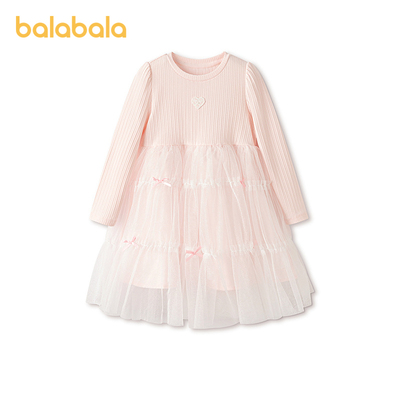 【balaOne】巴拉巴拉童装女童连衣裙网纱公主裙2026春新款蝴蝶结