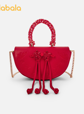 巴拉巴拉儿童休闲包女童中大童包包新中式斜挎手提包半圆精致外出