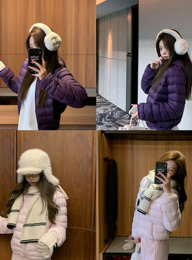 【王点点】alright 90白鸭绒宽松正肩短款连帽外套绗缝轻薄羽绒服