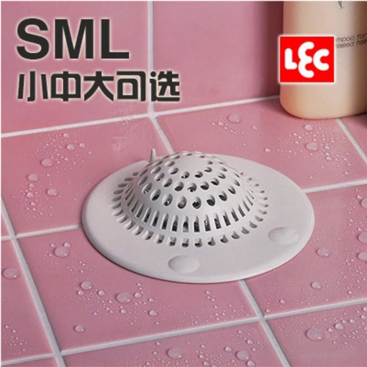 日本LEC毛发过滤网浴室吸盘固定地漏排水口头发过滤器