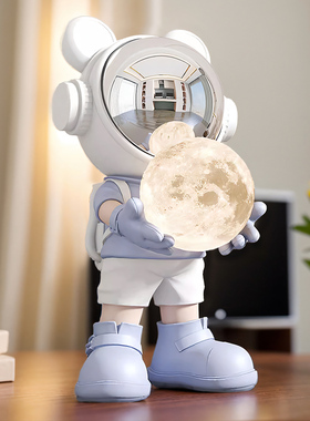 创意轻奢太空人宇航员桌面摆件家居客厅儿童房月球台灯酒柜礼物