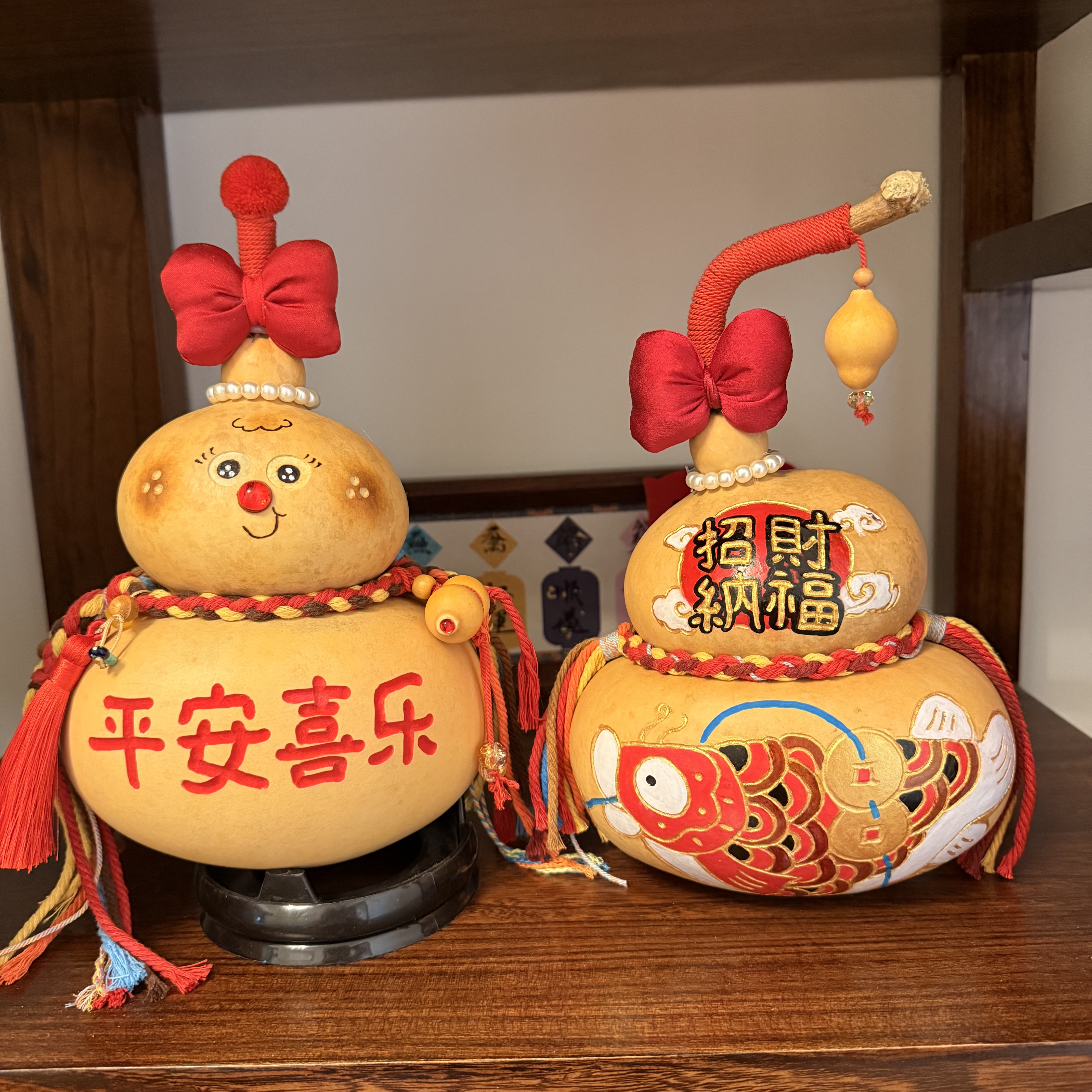 天然钱袋真大葫芦摆件非遗手工雕刻彩绘招财纳福乔迁开业文创礼物