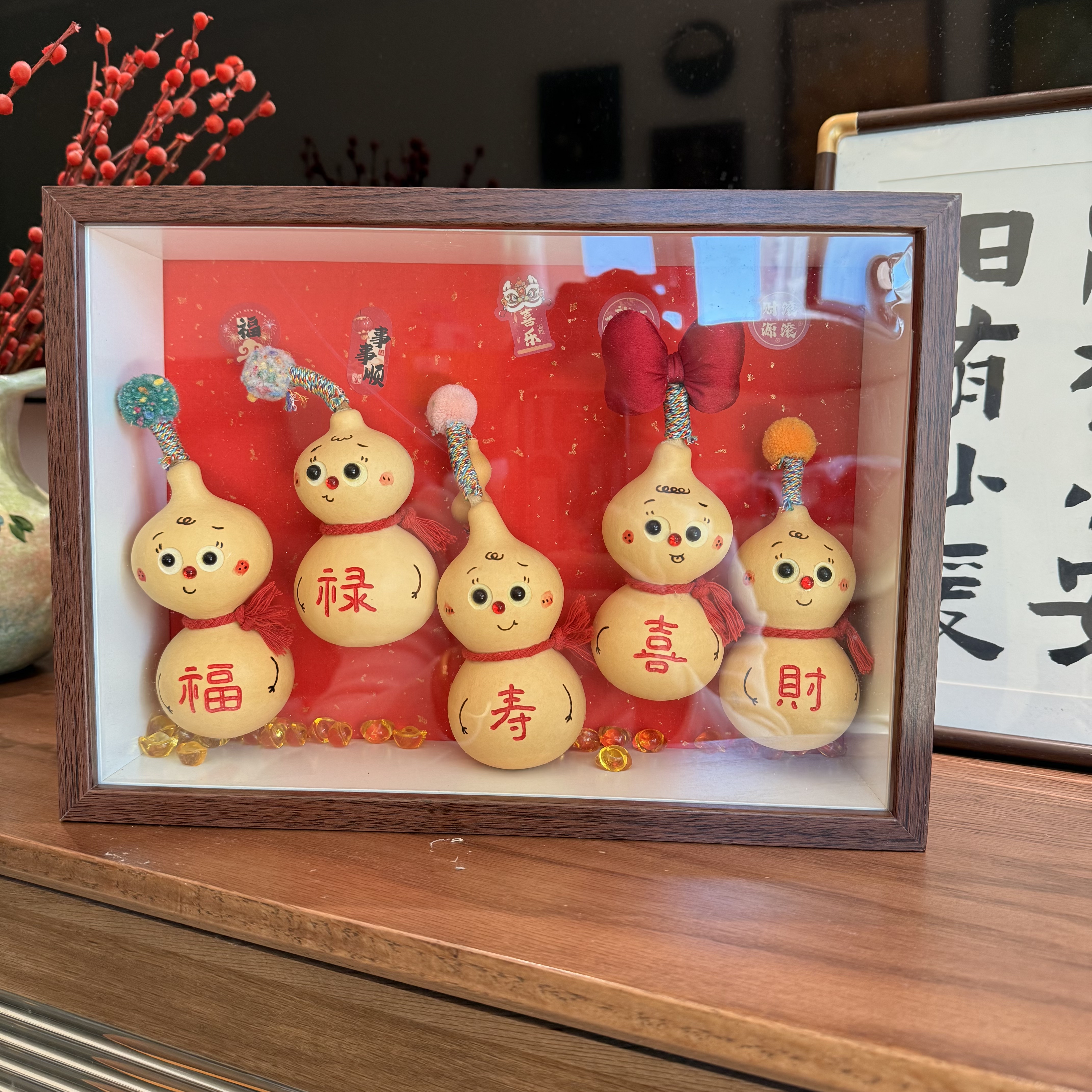 天然葫芦立体相框摆件手工平安招财国潮可爱创意毕业定亲情侣礼物