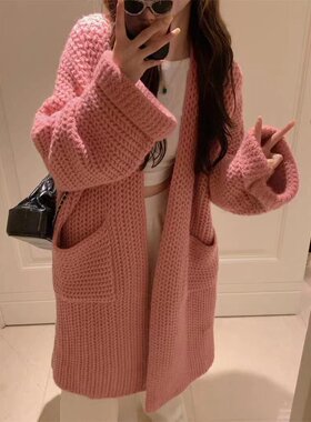 软糯亲肤羊毛针织衫长款开衫外套