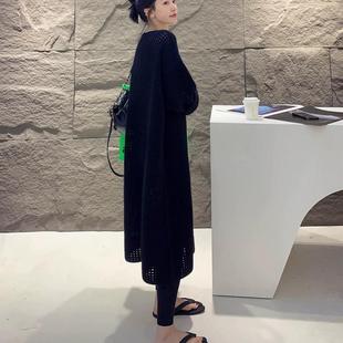 2024秋冬季 胖妹妹高级感慵懒风V领针织毛衣宽松连衣裙女 新款 大码