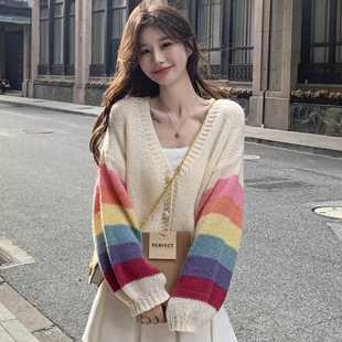 外套潮 大码 黄色针织开衫 女秋冬季 胖妹妹小个子设计感甜美宽松短款
