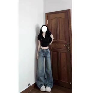 胖妹妹设计感显瘦百搭辣妹上衣 大码 黑色正肩polo衫 t恤女夏季 新款