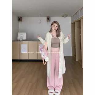 胖妹妹慵懒风收腰显瘦长短毛衣开衫 2024年秋冬季 女装 新款 外套 大码