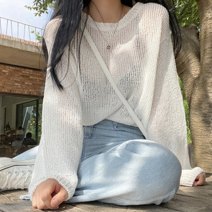 大码女装2022夏季新款胖MM显瘦慵懒短款薄毛衣防晒冰丝针织罩衫女