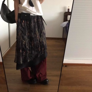 复古浪漫艺术半裙氛围感缎面双层叠穿小搭屁帘