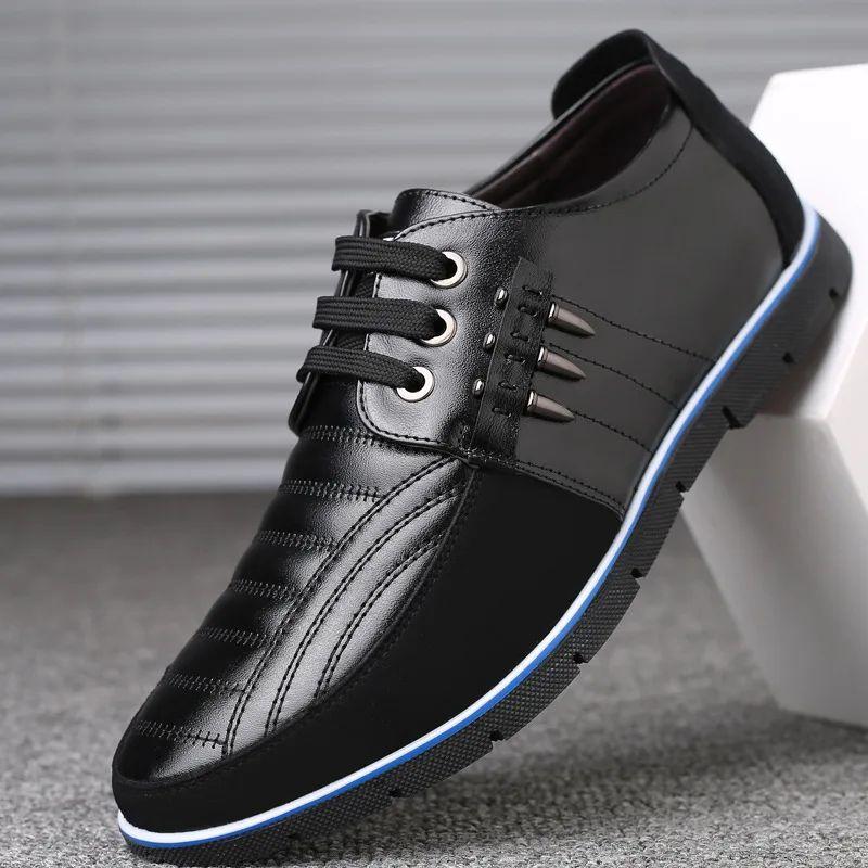 Men Genuine Leather fur Shoes High Quality Elastic Band Fash 流行男鞋 单鞋 原图主图