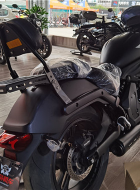 周红边箱适用于摩枭500MS摩托车黑色电镀后货架+加高靠背组合