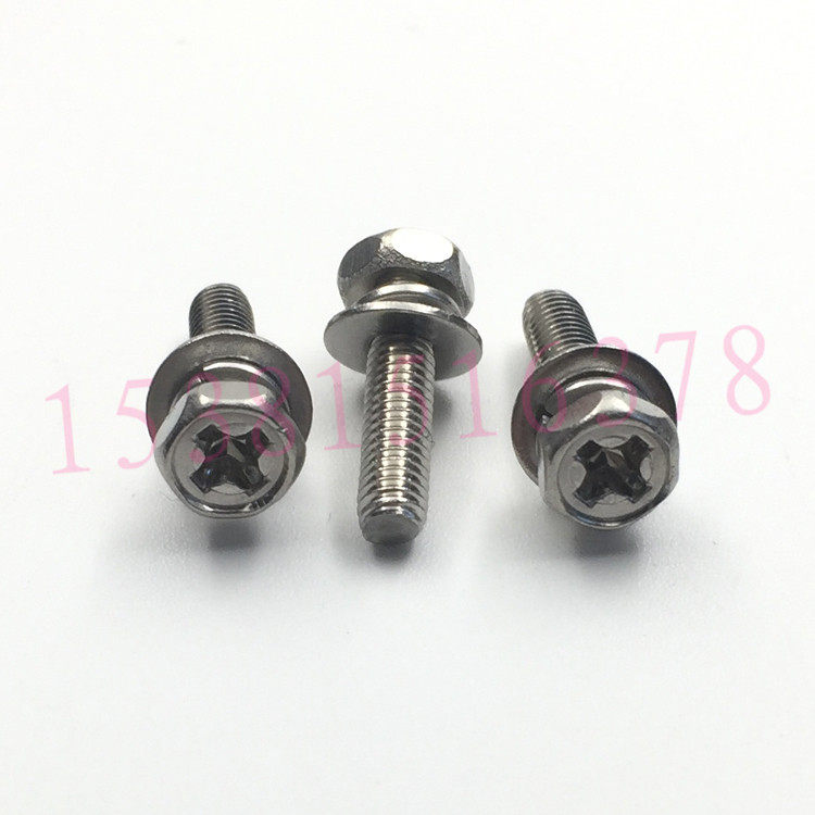 上新gb907413十字槽凹穴六角头三组合螺丝m312千 三组合螺丝m3x12