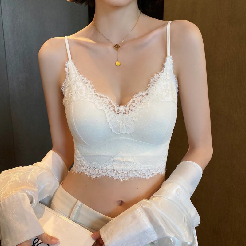 睫毛蕾丝内衣女夏季薄款小胸舒适无钢圈性感细肩带美背背心式文胸