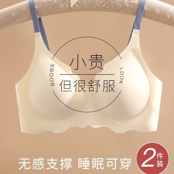 内衣女小胸聚拢上托防下垂无痕软支撑无钢圈收副乳显大薄款文胸罩