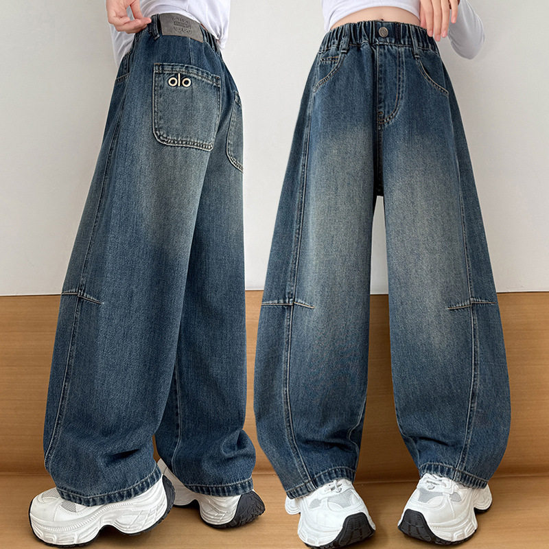 2026春秋新款女大童阔腿牛仔裤