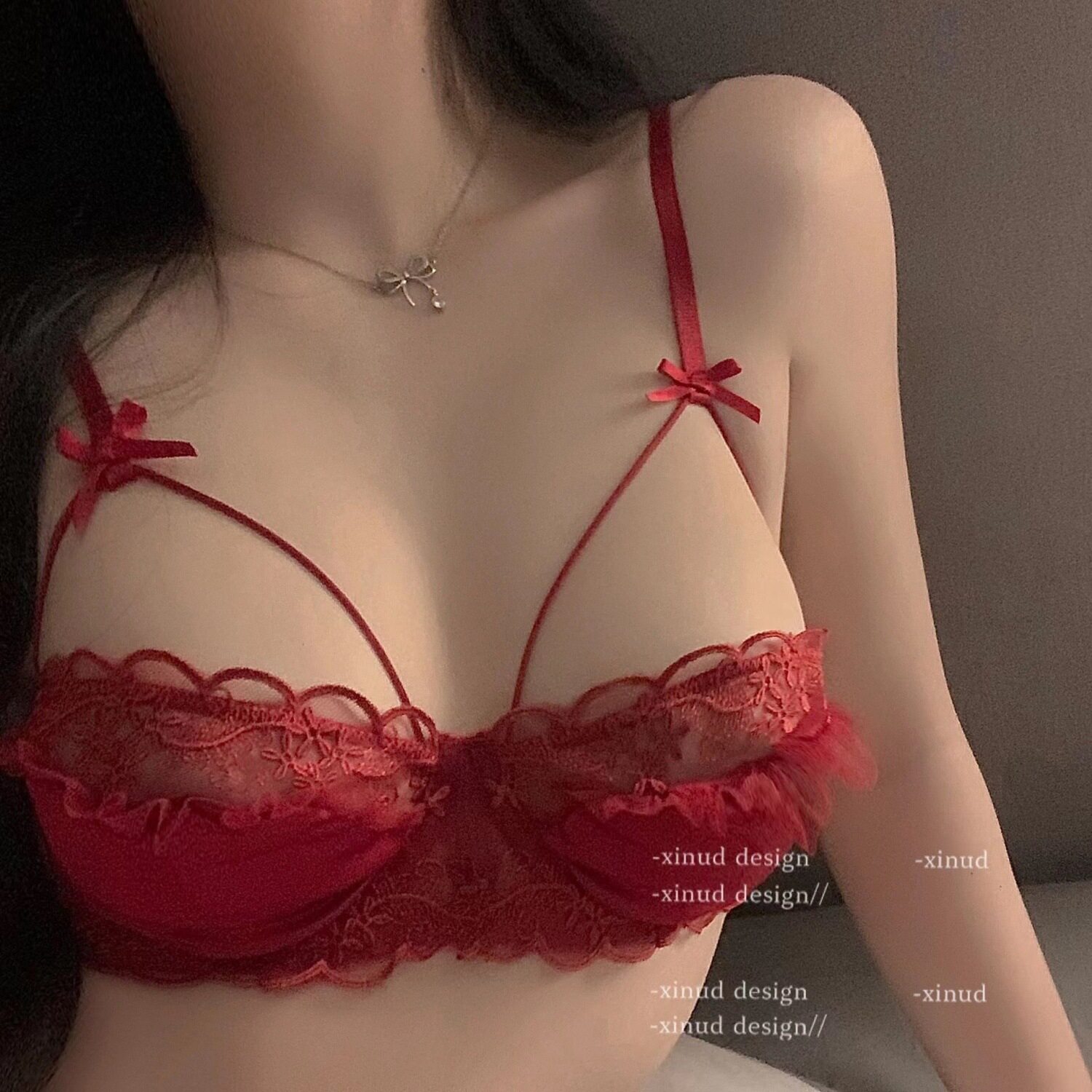 日本纯欲性感内衣女小胸聚拢法式薄款夏季蕾丝美背带钢圈文胸套装
