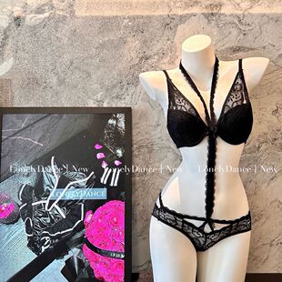 尤物~纯欲*高段位 挂脖性感聚拢文胸套装小心机内搭蕾丝内衣女
