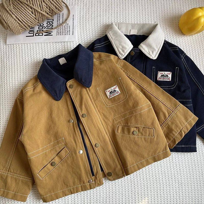 2026春季儿童棉布外套男童工装外套中小童夹克衫男孩宝宝翻领上衣